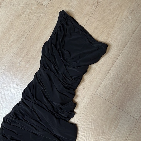 NORMA KAMALI Diana One-Shoulder Gown BLACK SIZE XS NEW - Picture 4 of 5